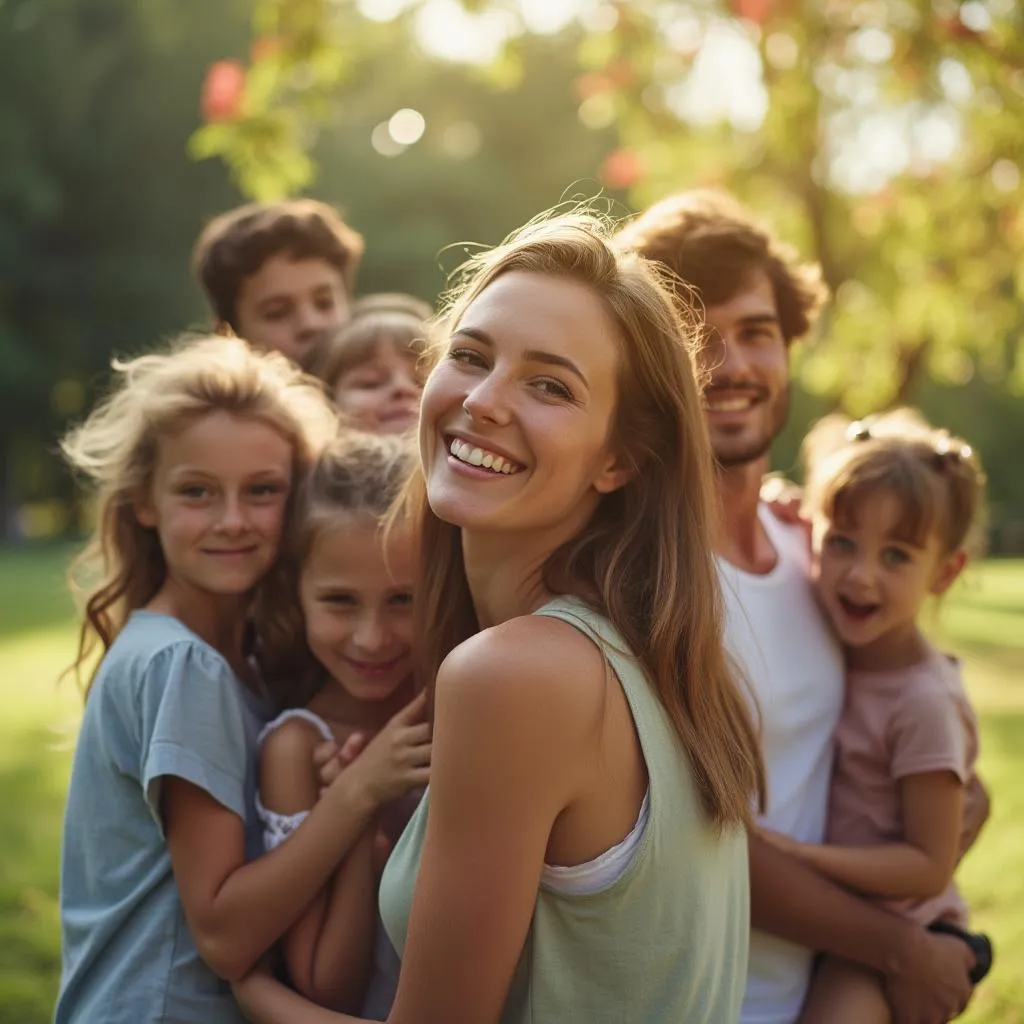 Céline avec sa famille